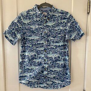 Vineyard Vines x Target Button Down Shirt Boys XL Blue Shark Fish Cruise Preppy